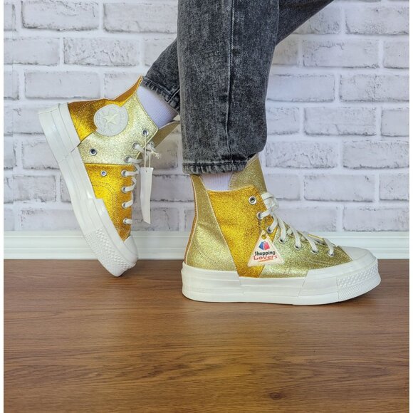 ⭐Converse Chuck 70 Plus Glitter Hi Size 8 Women's Shoes Sneakers Gold A08176C⭐ - Picture 2 of 13